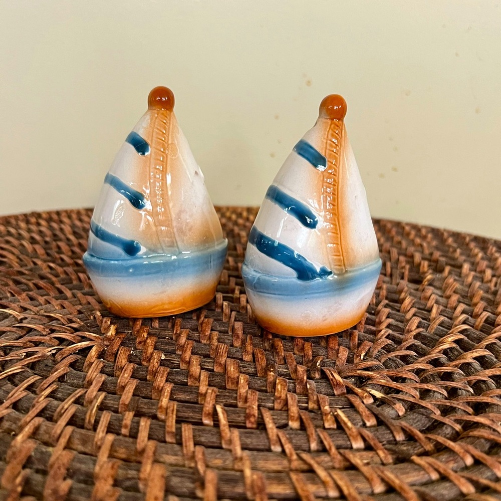 Pair of Sailboat Salt and Pepper Shakers